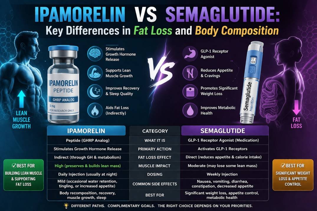 Ipamorelin vs SemaglutideIpamorelin vs Semaglutide: Key Differences in Fat Loss and Body Composition