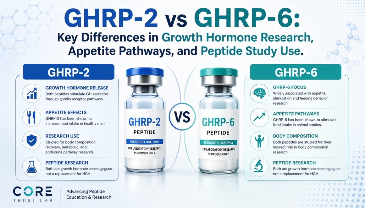 GHRP-2 vs GHRP-6: Key Differences in Growth Hormone Research, Appetite Pathways, and Peptide Study Use
